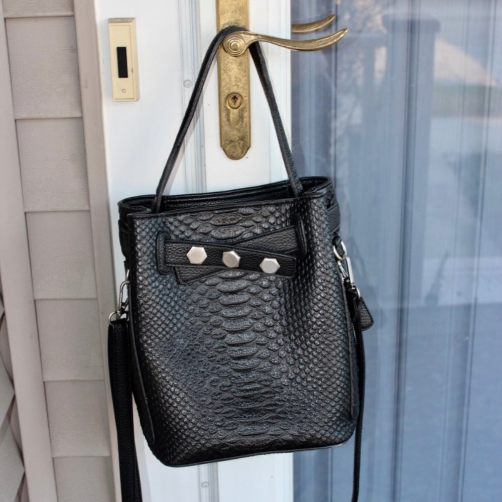 Free People Snakeskin Black Purse